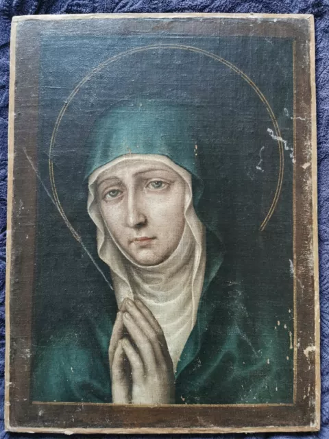 Vierge Huile Sur toile Haute Epoque XVIIe XVIIIe