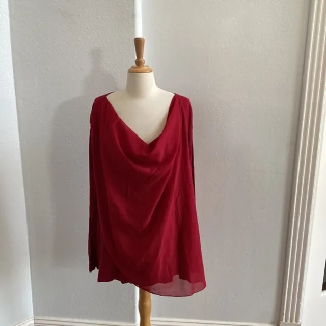 Daisy Fuentes Red Cowl Neck Long Sleeve Blouse Top Size 3X NWT