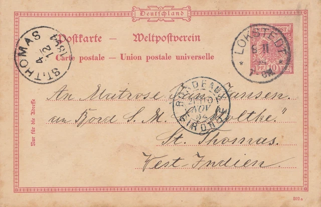 Dansk-Vestindien: 1894: Lokstedt Germany To St.Thomas