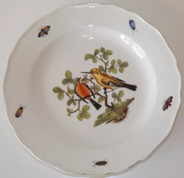 19th Cen Meissen Exotic Birds & Insects Porcelain Cabinet Plate