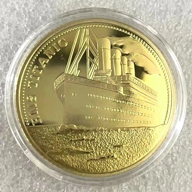 Médaille Commémorative Titanic 1912 – Pièce Métal 4 Cm – Plaqué Or – Cadeau Collectionneur Passionné D'histoire
