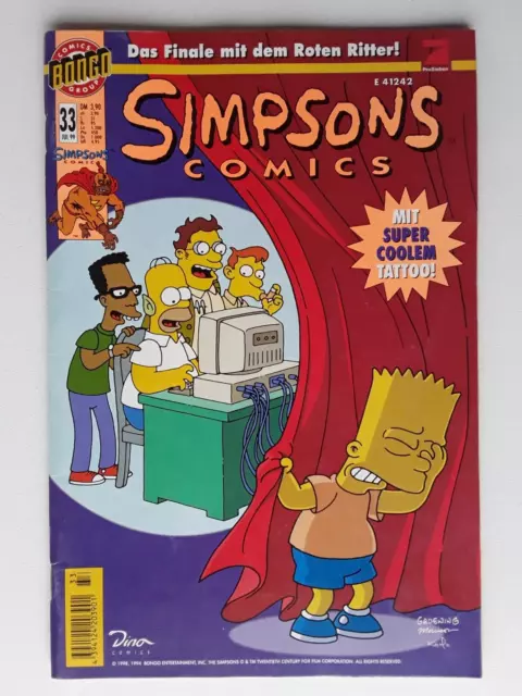 Comic Simpson Nr. 33  Jul. 99 Gb Dino Z 1 -, Mit Super Coolem Tattoo