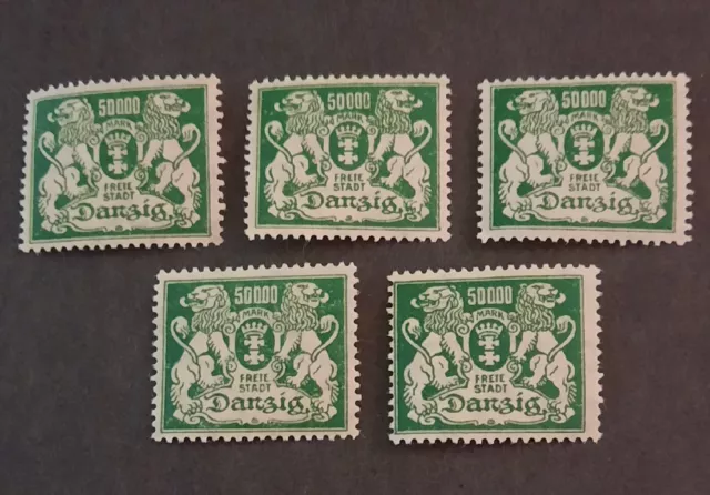 Danzig 5 Freimarken zu 50000 Mark Mi-Nr. 154 postfrisch, Beschreibung lesen!