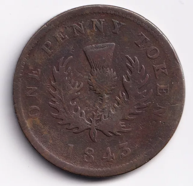 Nova Scotia 1843 One Penny Copper Token Queen Victoria