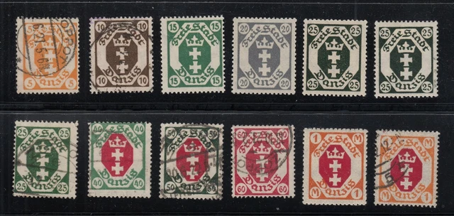 1921 Danzig Freimarken Kleines Staatswappen tw.gest.ungebr.m.Falz,ungeb.o.Gummi