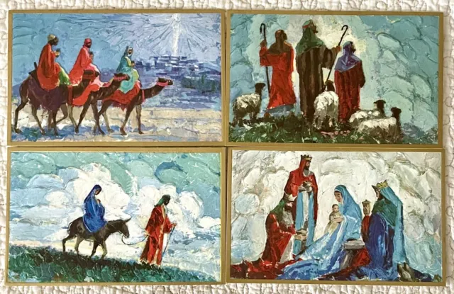 Unused Lot Of 4 Christmas Mary Jesus Joseph Wise Men Greeting Card 1960s 1970s