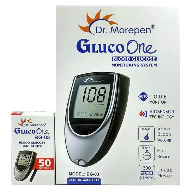 Combo de glucómetro BG-03 Gluco One, monitor de código de 50 tiras con multicolor