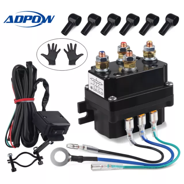 12V ATV Winch Contactor Solenoid Relay Switch Winch Rocker Thumb Switch Combo