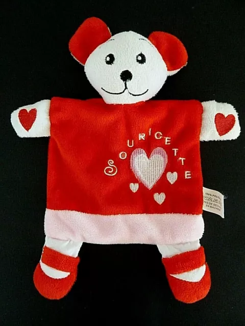 W5. Doudou Plat Central'vet Souricette Souris Rouge Blanc Rose Coeur  Et. Neuf*