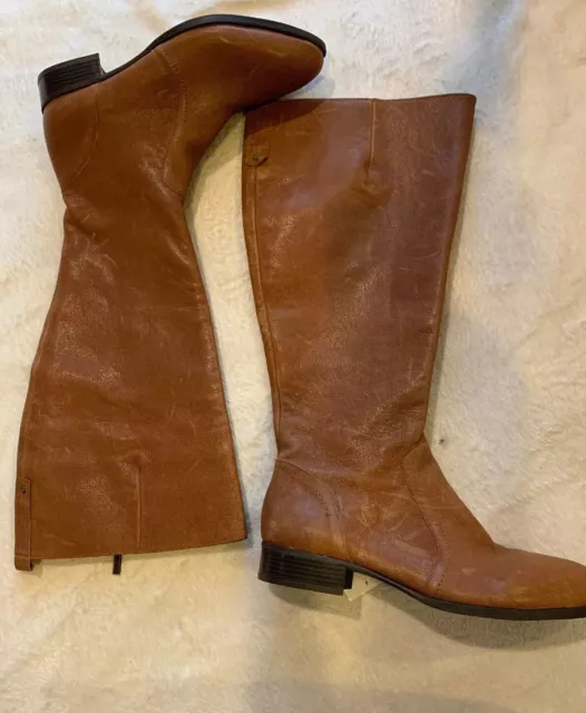 NINE WEST Women’s Brown LEATHER Almond Toe Knee High Boots Size 10. $179