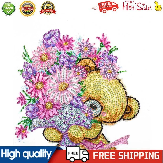 Partial Drill Special Shape Cartoon Bear Rhinestone Drawing Kit Home Decoration