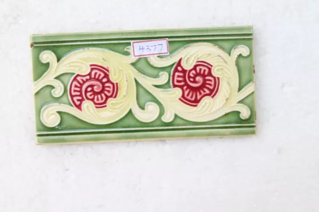 Japan antique art nouveau vintage majolica border tile c1900 Decorative NH4377