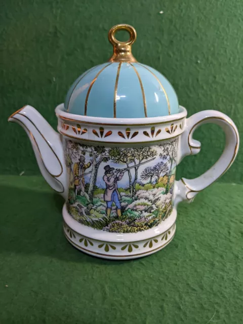 Sadler Teapot Sporting Scenes of the 18th Century Staffordshire England~Vintage
