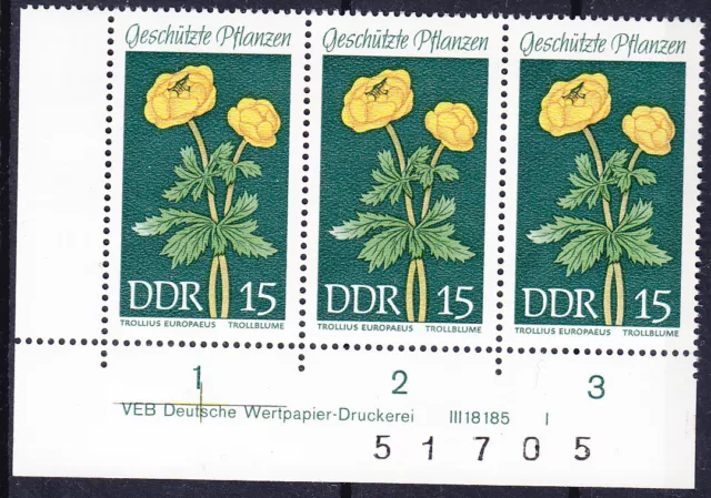 Briefmarken DDR Mi Nr. 1458 geschützte Pflanzen BZN  Druckvermerk DV DWD 1 **