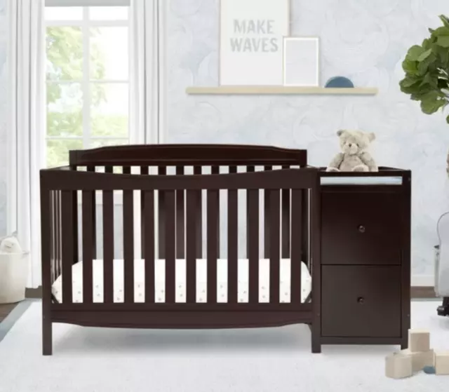 Cama Cunas Para Bebes Niños 4 en 1 Convertible Infantil Cambiador Lujosa  Madera