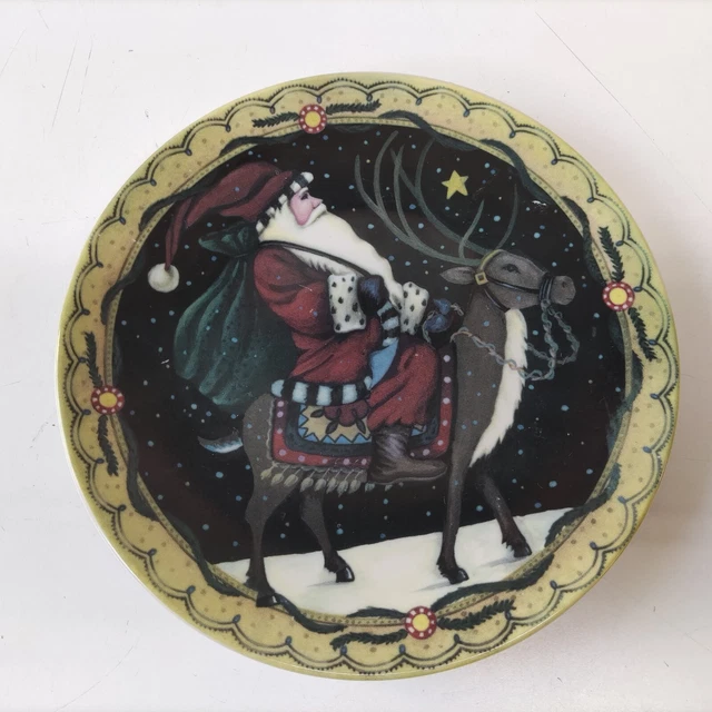 Piatto Del Buon Ricordo Natalizio Babbo Natale Vintage Fine Porcellana Macronite