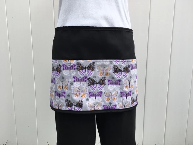 Spring ￼Butterflies ￼server waitress Half waist apron 3 pocket restaurant Black