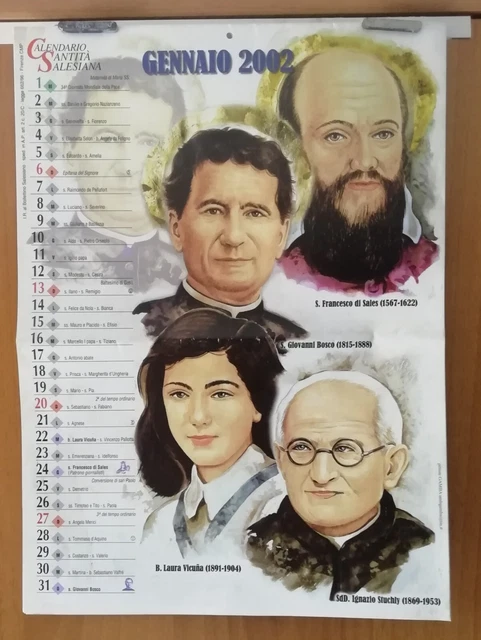 Calendario Santità Salesiana, Anno 2002, Buone Condizioni.