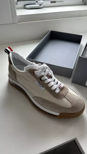 Thom Browne Tech Runner RWB Striped Lace-up Lace Loop and Clear Sole Sneakers 11