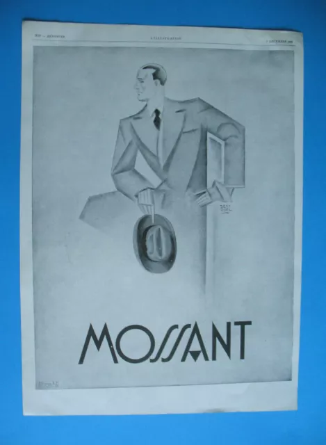Publicite De Presse Mossant Chapeau Illustrateur Destruel French Ad 1929