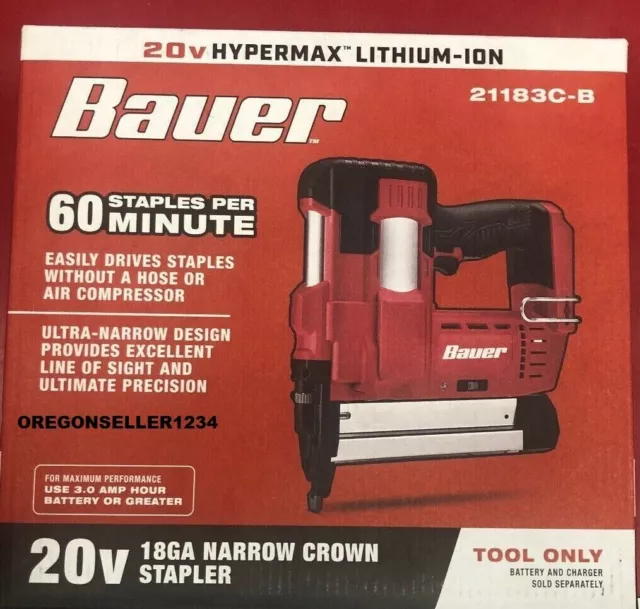 BRAND NEW 20V Li-ion Cordless 18 Gauge Narrow Crown Stapler (Tool Only)