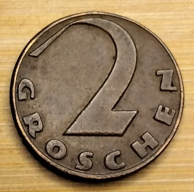 1936 Austria 2 Two Groschen Coin