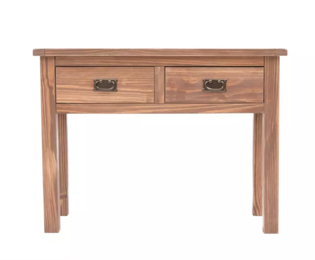 Console Table 2 Drawer Dark Oak Hallway Furniture with Storage Country Unit