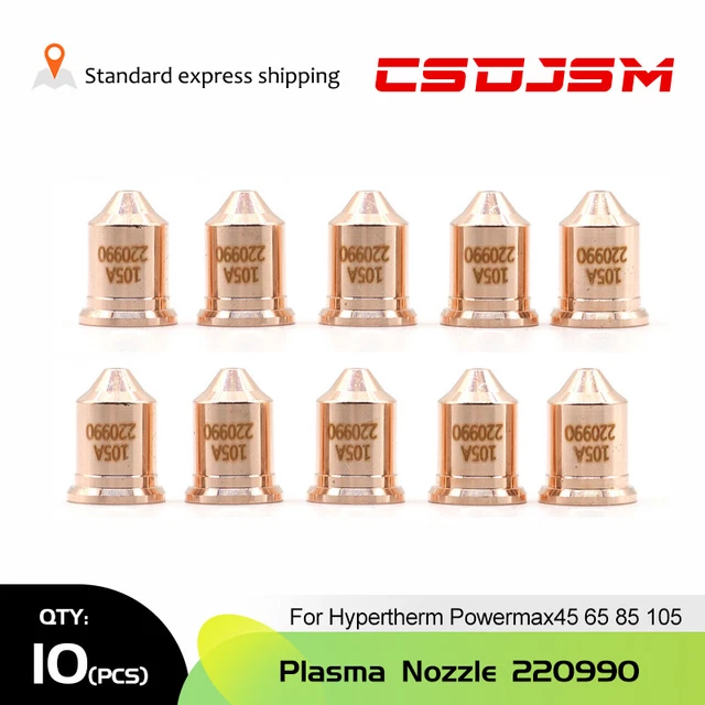 10pk 220990 Plasma Cutter Nozzle For Hypertherm Powermax 105A Torch