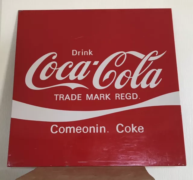 PLAQUE Murale Métal VINTAGE Publicitaire COCA-COLA Drink 38 x 38 Cm