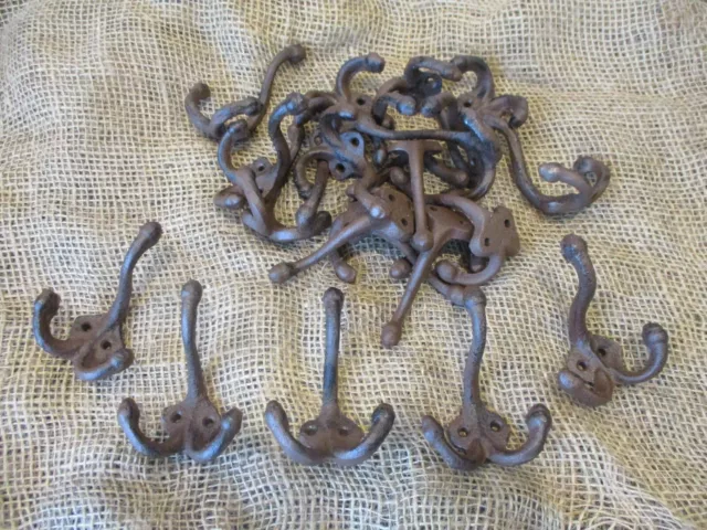 5 Rustic Cast Iron Coat Hat Wall Hooks Restore School Farm Towel Bath Kitchen