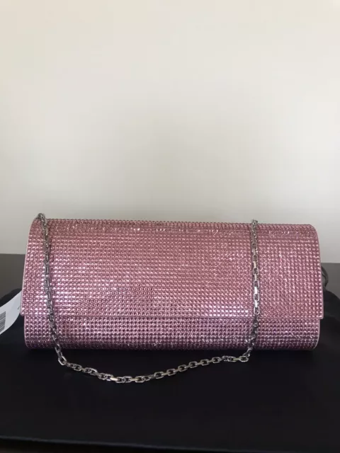 Judith Leiber Couture Ritz Fizz Crystal Clutch Bag, Silver Rose (Authentic)$2695