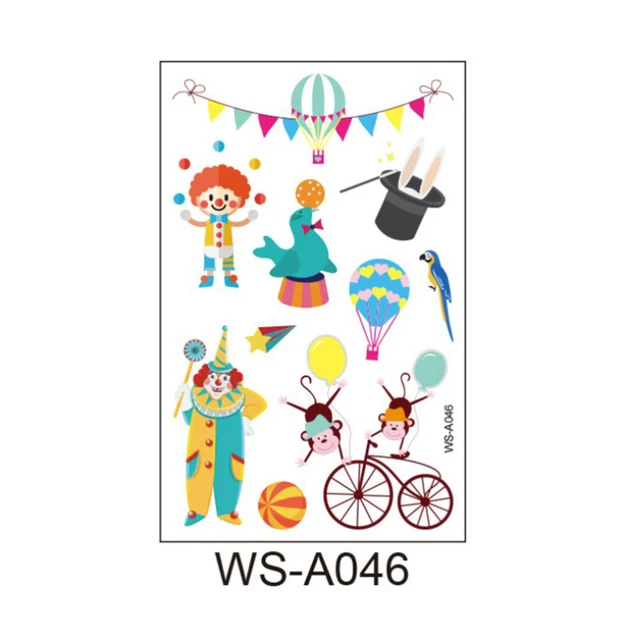 10 Pcs Tattoo Sticker Halloween Stickers Disposable Clown Decorative
