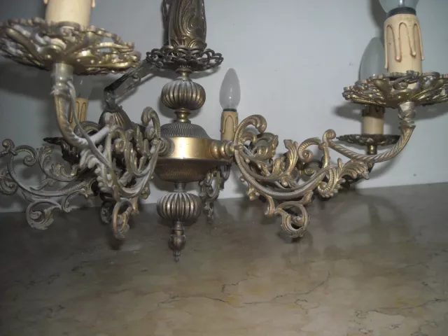 Artistico Lampadario-Molto Decorativo-Utilissimo-Elegante-Con Sei Luci-D'epoca 3