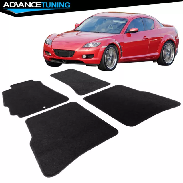 Fits 04-12 Mazda RX8 Coupe 4DR Black Nylon Front & Rear Floor Mats Carpets 4PCS