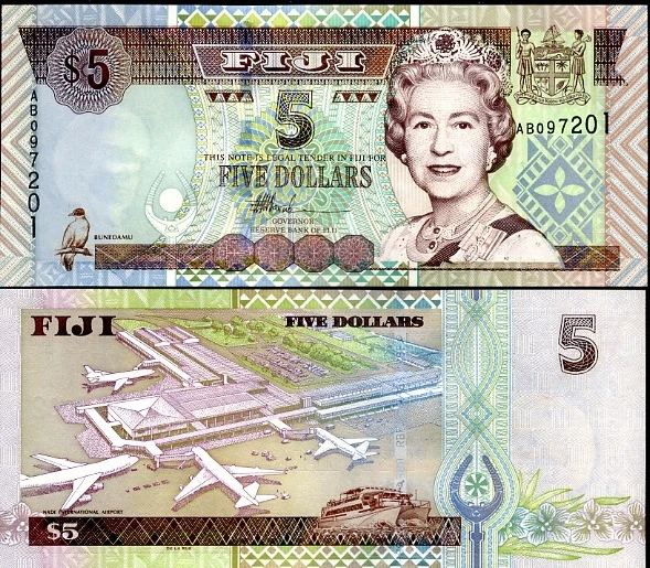 Fiji 5 Dollars QE II 2002 P 105 b UNC