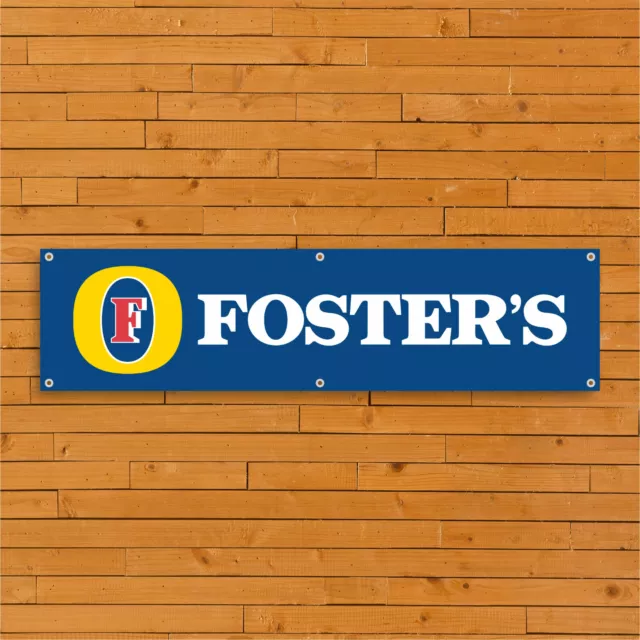 Fosters Logo Blue PVC Banner - Mancave Pub Sign - Home Garden Bar Man Cave