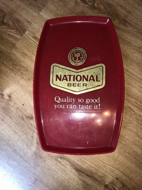 Vtg National Beer 14" Red Tray Gold Logo Emblem Quality So Good You Can Taste It