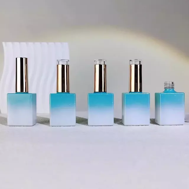 10ml Blue White Gradient Color Empty Nail Polish Bottles With Brush Diy Nail  F1