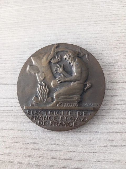 Médaille EDF-GDF 30 Ans De Service - Bronze Argenté - XXe Siècle