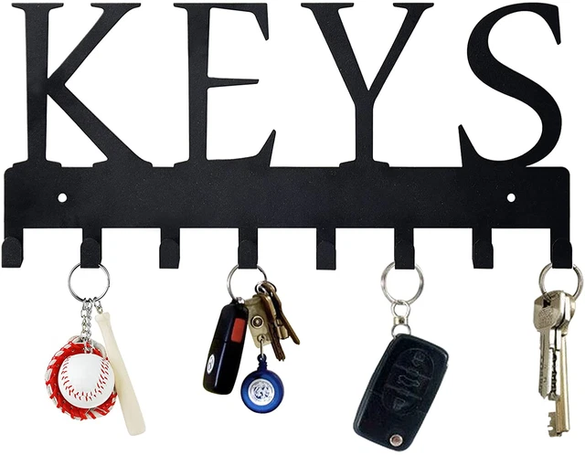 Key Holder For Wall Mounted Hooks Organizer Metal Hanger Rack Black NEW