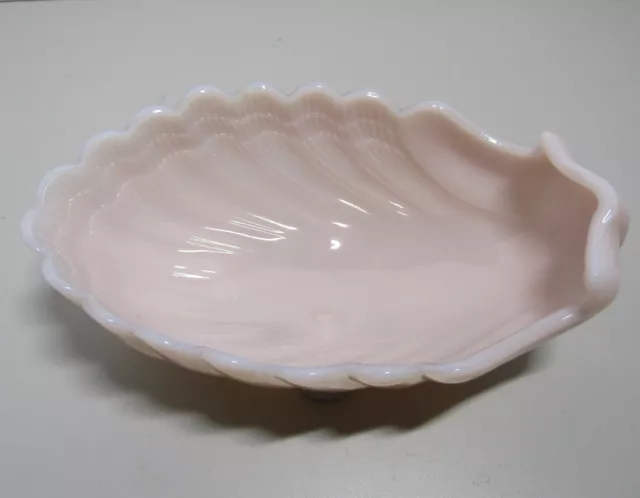 Cambridge Crown Tuscan Pink Milk Glass Footed Nautilus Shell Bowl 2