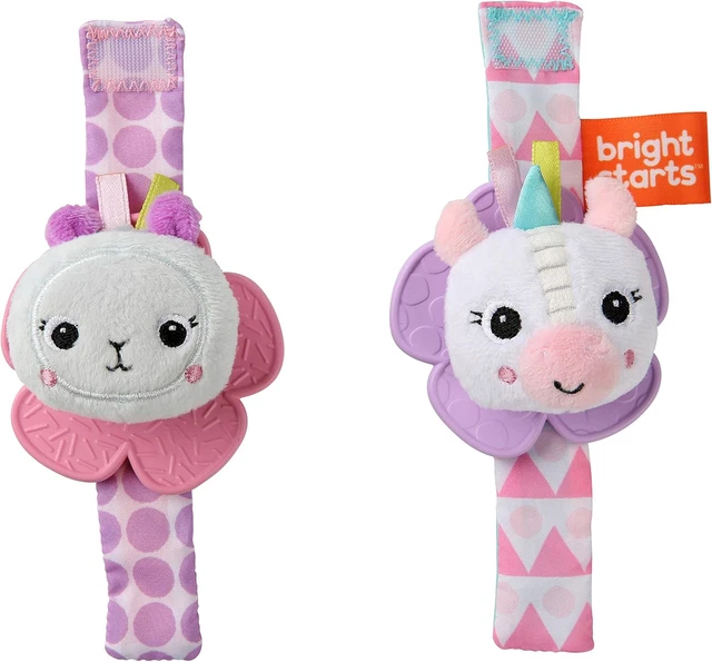 BRIGHT STARTS RATTLE & Teethe Bpa-Free Wrist Pals Baby Toy, Unicorn ...
