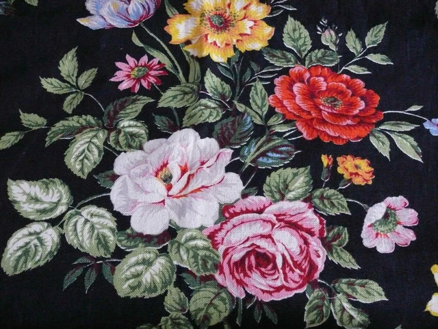 Coupon De Tissu Vintage Fleuri - 62 X 116 Cm - Coton - Style Ancien - Neuf