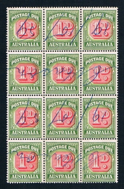 AUSTRALIA • 1959 • Postage Dues • Block of 12 x 1d
