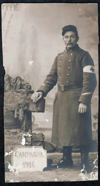 Carte Photo 1915:Soldat Brancardier Francais-Campagne 1914