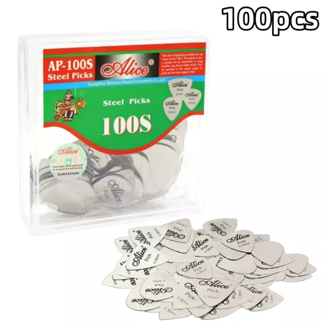 Alice 100pcs 0.3mm Metal Guitar Picks Durable Stainless Steel Guitar Picks