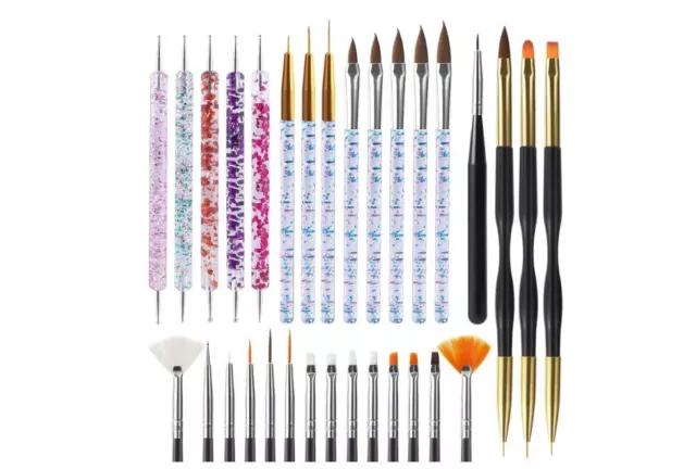 Uk Nail Art Brush Set Liner Gel Acrylic Set Kit For Manicure Dotter Drawing Pen