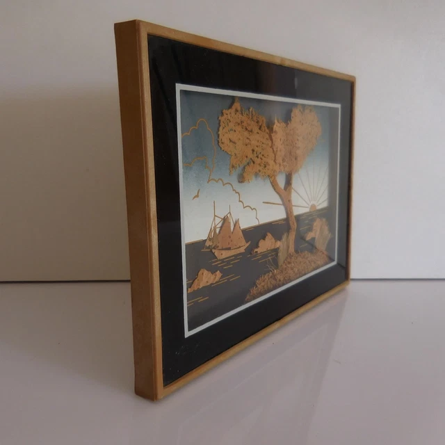 Vintage Art Deco Design XX PN France Handmade Sea Landscape Frame Board N2831 6