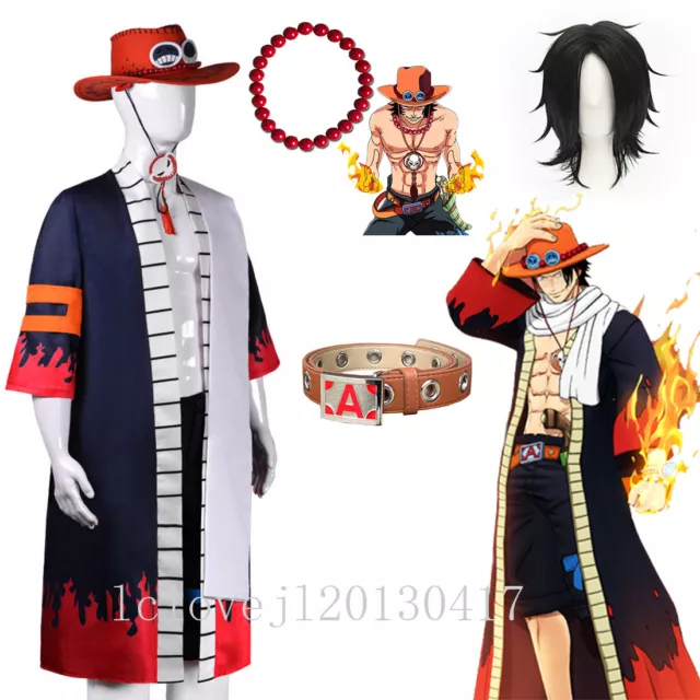 Cosplay Anime One piece Portgas·D· Ace Costume Halloween Suit Wig Outfit Coat