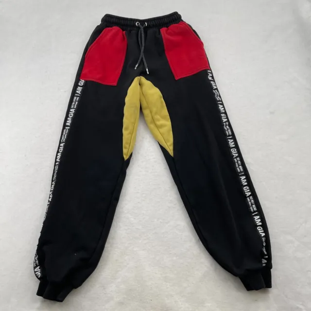 I.AM.GIA Jogger Sweatpants Womens Small Black Red Yellow Color Block High Rise
